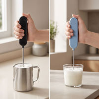 Mousseur à lait nano sans fil rechargeable portable 1600 mAh, puissant, avec fouet en acier inoxydable détachable