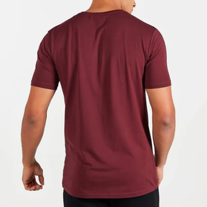 Alta calidad modelo rápido 95% algodón 5% Elastano camiseta de hombre estiramiento Slim Fit cuello redondo transpirable básico liso camiseta para adultos - Product Image 3