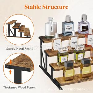 Iron and wood combination perfume display rack, multi-tiered <b>shelf</b>, kitchen spice rack, figurine storage rack - Product Image 2