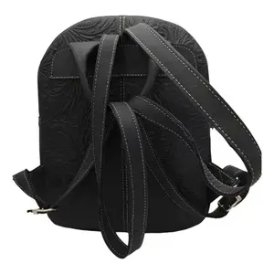 Fana Karolina <b>Black</b> Chiseled Cowhide <b>Backpack</b> 5L Unisex Daily Use Arcuate Shoulder Strap - Product Image 1