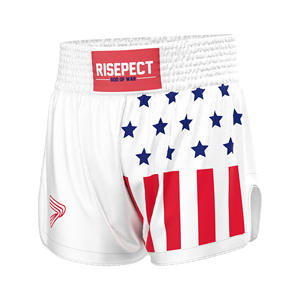 กางเกงขาสั้นมวยไทยขาสั้นแบบธงชาติอเมริกันออกแบบได้ตามต้องการ - Product Image 1