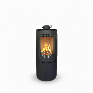 Poêle à bois rond autoportant en acier pour chauffage intérieur, idéal pour appartement, hôtel, villa - Product Image 1