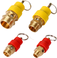 Soupape de sécurité pneumatique en laiton de 1/8 et 1/4 pouce avec capuchon jaune et rouge pour compresseur d'air et alimentateur d'eau sans colonne