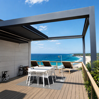 Pergola bioclimatique automatique en aluminium avec revêtement en poudre imperméable pour terrasse, balcon, jardin, patio et utilisation estivale en extérieur