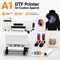 Imprimante DTF A1 avec tête d'impression XP600/i1600/i3200 et agitateur de poudre pour l'impression personnalisée de t-shirts, chaussettes, sacs fourre-tout