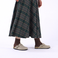 Chaussures Mules Birkenstocks Femme Personnalisées en Cuir Véritable et Daim à Fourrure Brodée, Semelle en Liège et Soutien de Voûte Plantaire en EVA, Vente en Gros