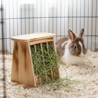 Râtelier à foin avec couvercle pour lapins et petits animaux, en bois flammé