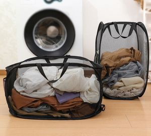 Cesto de Ropa Sucia Rectangular de Malla con 3 Compartimentos, 92L, Cesto de Ropa Sucia Plegable con Asas - Product Image 6