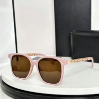 Lunettes de soleil unisexes personnalisées avec verres carrés dégradés en PC, montures brunes, monture intégrale, protection UV %