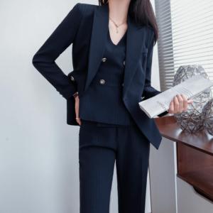 2 botones de doble botonadura con cuello en V impermeable primavera otoño nuevo abrigo de oficina personalizado de manga larga Mujer Blazer chaqueta traje de poliéster - Product Image 6