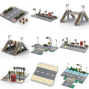 Blocs de construction MOC à petites particules, modèle de vue sur la ville, scène de circulation routière avec viaduc, jouets d'assemblage - Product Image 1