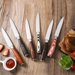 RUITAI - مجموعة سكاكين ستيك 420J2 من <span class=keywords><strong>6</strong></span> قطع من المصنع, بغطاء من الاستانلس ستيل ومقبض من الخشب الملون، سكين ستيك مدبب - Product Image 5