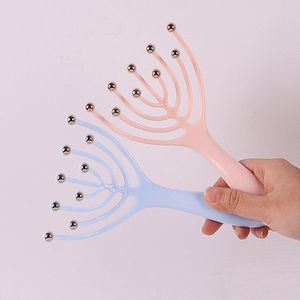 Su misura PP rosa/blu in acciaio a 9 artigli strumento massaggiatore manuale per il cuoio capelluto massaggiatore per la testa portatile - Product Image 1