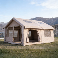 Tente gonflable de luxe en gros, 2 chambres, tente de glamping, 3000 mm, imperméable, en Oxford durable, pour camping familial en extérieur