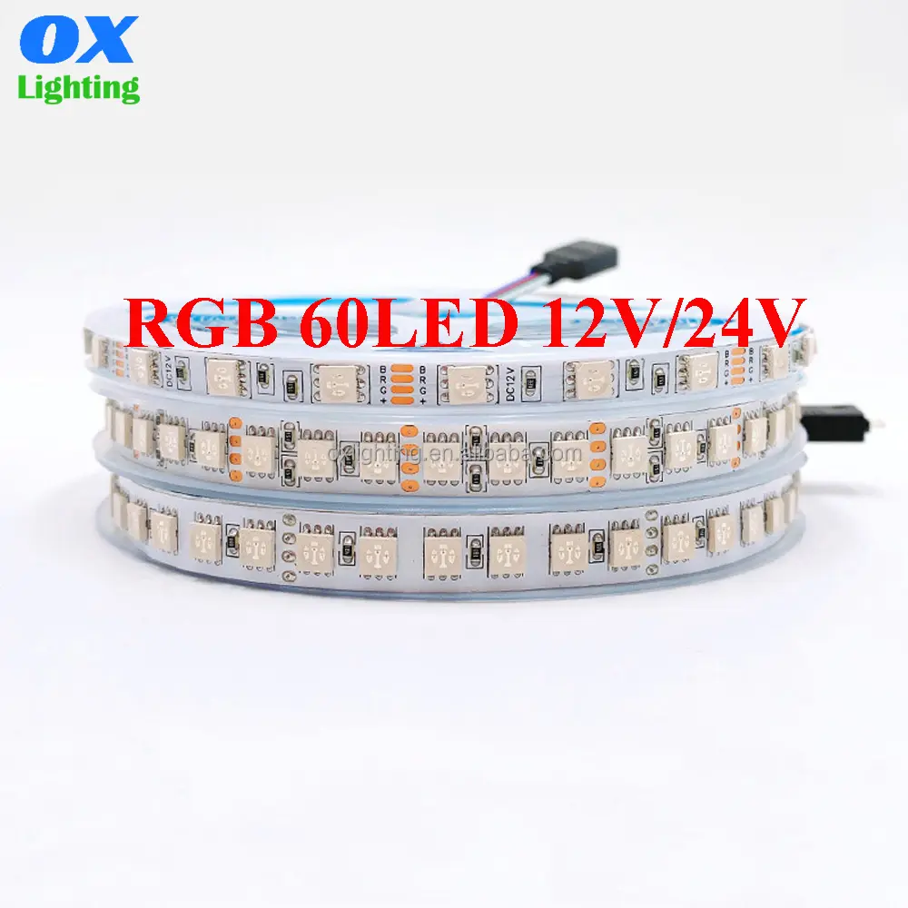 Rgb Strip Led tahan air Ip20 Ip65 Ip57 Ip68 Smd 5050 5m 5V 12v 24v 60Led 300Led fleksibel Rgb Strip lampu Led berubah warna