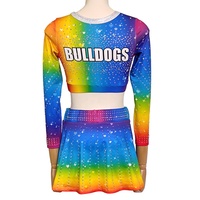 En promotion : Nouvelle conception d'uniforme de cheerleader sportif coloré extensible dans quatre directions pour filles, conçu pour l'entraînement