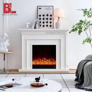 47 po blanc minimaliste moderne autoportant fausse cheminée Mantel Kits <span class=keywords><strong>feu</strong></span> électrique avec cheminée insérer et Surround - Product Image 1