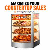 Vitrine chauffante commerciale en verre incurvé 220V pour comptoir, idéale pour boulangerie, café, restaurant rapide, snack-bar