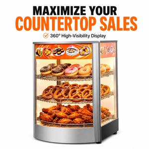 Vitrine chauffante commerciale en verre incurvé 220V pour comptoir, idéale pour boulangerie, café, restaurant rapide, snack-bar - Product Image 3