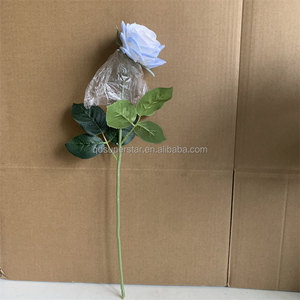 Decoración de flores de boda de alta calidad, flores artificiales de color <span class=keywords><strong>azul</strong></span> claro, <span class=keywords><strong>rosas</strong></span> de tacto Real <span class=keywords><strong>con</strong></span> un solo tallo, venta al por mayor - Product Image 4
