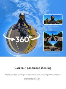 Insta360 X3 Resistente al Agua 360 °   Cámara de Acción, Sensor de 1/2" y 48 MP, Video HDR Activo de 5.7K, Foto Panorámica de 72 MP y Lente Única 4K - Product Image 3