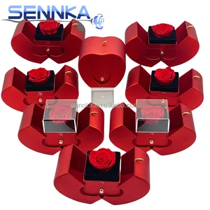 Sennka, caja de joyería de manzana de Navidad, collar, anillo, infinito preservado, Rosa eterna inmortal para decoración de boda de San Valentín