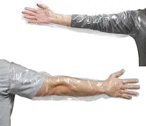 Ekstra uzun tek kullanımlık plastik eldivenler elastik 60cm paket başına genişletilmiş manşet polietilen eldiven