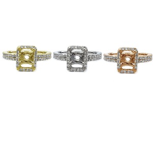 Bague de fiançailles et de mariage sur mesure, design classique et romantique, or blanc massif 18 carats de haute qualité, diamant taille brillant, forme octogonale - Product Image 4