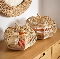 Panier de rangement tissé à la main, boîte de rangement style citrouille, panier de rangement pour articles divers de bureau, panier de décoration pour la maison
