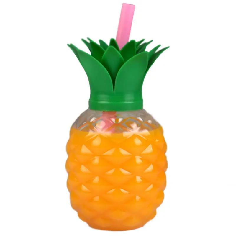 500ml Einweg LED Party Tasse Kunststoff Ananas Form Trinkwasser flasche Becher Tasse für Milch Fruchtsaft Stroh Tasse