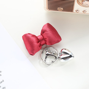 <strong>Cute</strong> Bow Knot Keychain with Heart Charm <strong>Satin</strong> Fabric Ribbon Bow Key Ring for <strong>Bag</strong> and Key Decoration - Product Image 5