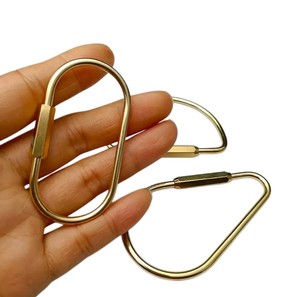 Porte-clés ovale en laiton simple à visser, <span class=keywords><strong>mousqueton</strong></span> <span class=keywords><strong>verrouillable</strong></span> pour sac, sac à main, accessoires de bijoux DIY - Product Image 1
