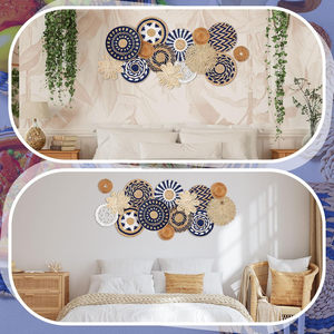 Lot de 15 paniers muraux décoratifs de style bohème, art suspendu artisanal en jonc de mer tressé pour la maison, la ferme, la cuisine, la table et le salon - Product Image 5