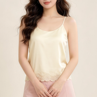 OEM ODM Camisole en dentelle pour femme avec soutien-gorge intégré, bretelles spaghetti, grande taille, nylon et élasthanne