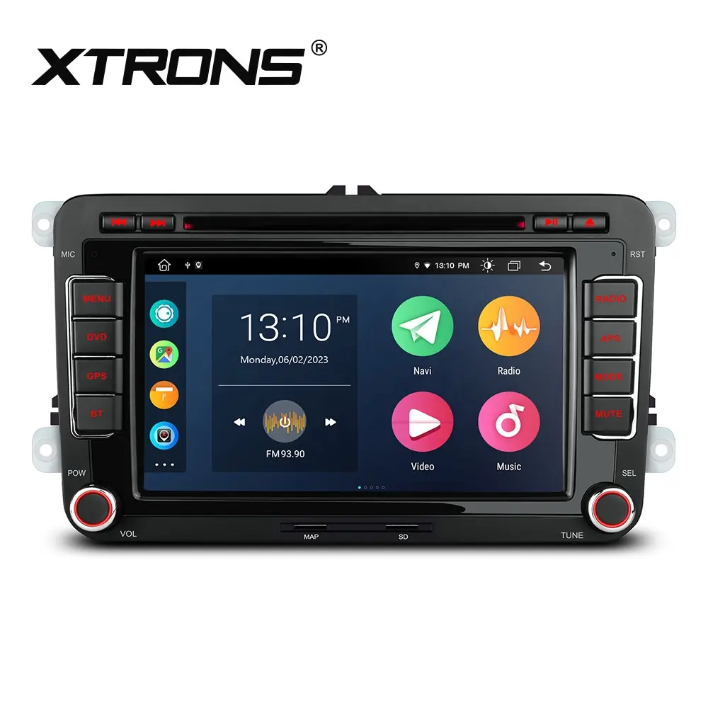 Xtrons kit multimídia automotivo, 7 ", android, estéreo, 2 din, áudio para carro, para vw, passat b6, b7, golf polo, skoda, octavia, seat, android 12, cd player