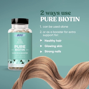 Capsules de biotine OEM&ODM pour femmes adultes 5 000 mcg 60 capsules avec folate et collagène Sans gluten et sans OGM - Product Image 3