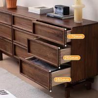Commode en bois massif style Mid-Century en noyer noir avec tiroirs pour chambre à coucher