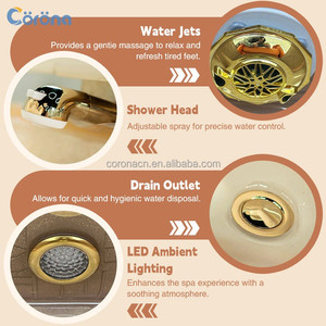 Poltrona Spa di Lusso per Pedicure con Sistema Massaggiante e Vasca per Piedi in Vetro Cristallo per Arredamento Salone Unghie - Product Image 5