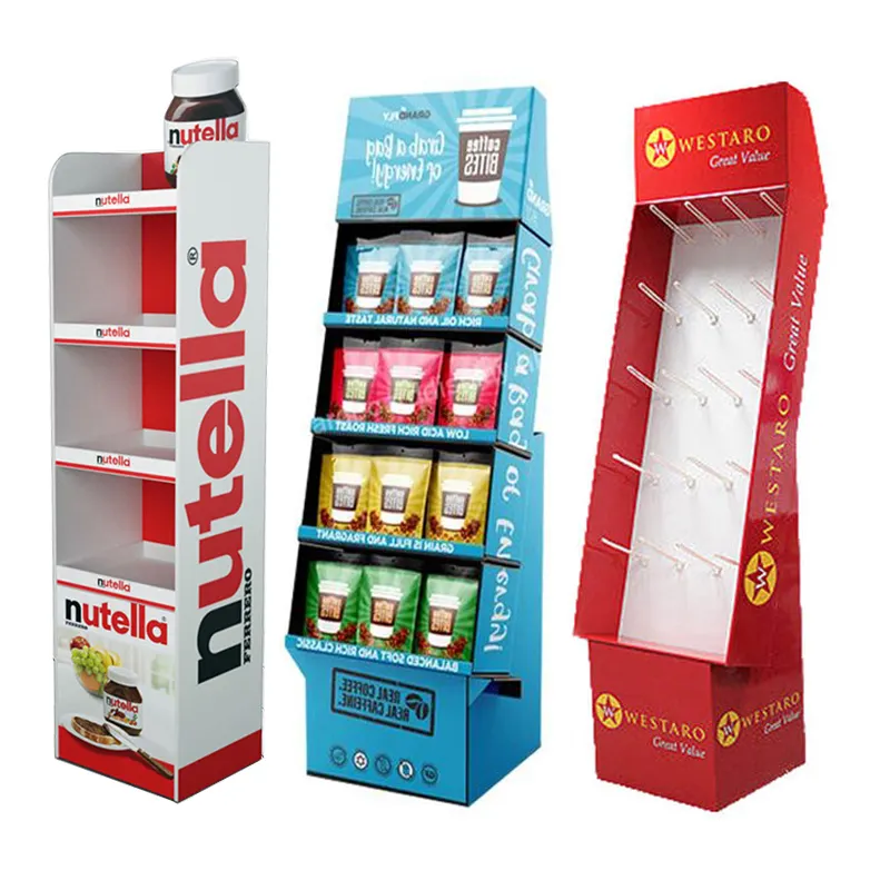 Lebensmittelkarton Boden-Vorführregale Einzelhandel wellpappe-Chips-Karton Stand für individuelle Karton-Vorführung