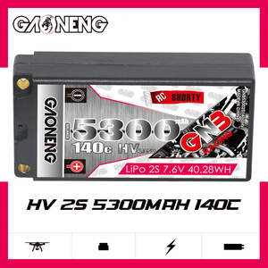 Batterie LiPo RC GNB GAONENG 5300MAH 2S HV 7.6V 140C Shorty Pack 5.0mm Bullet Hard Case pour voitures de course RC à l'échelle 1:10 1:12 LiHV - Product Image 2
