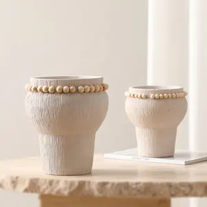 Minimalist Wedding Ornaments Tabletop Decoration Cement Vase Wholesale Nordic White Flower Vase For Home Decor