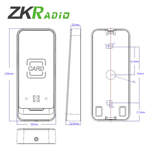 Lector ZKRADIO montado en la pared QR + RFID 2-In con salida WG26/34 y <span class=keywords><strong>RS485</strong></span> para sistema de <span class=keywords><strong>control</strong></span> de acceso - Product Image 5