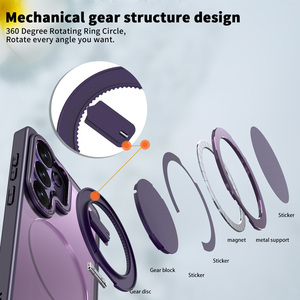Pour <span class=keywords><strong>Samsung</strong></span> Galaxy S26 25 Ultra Coque antichoc magnétique anti-traces de doigts effet peau <span class=keywords><strong>360</strong></span> °   Support rotatif à engrenages compatibles A27 - Product Image 4