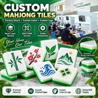 Jeu de Mahjong Jardin Botanique en Acrylique Frais Trois Couches, Tuiles Joker Menthe Teal pour Fête Printanière, Réunion et Décoration Intérieure