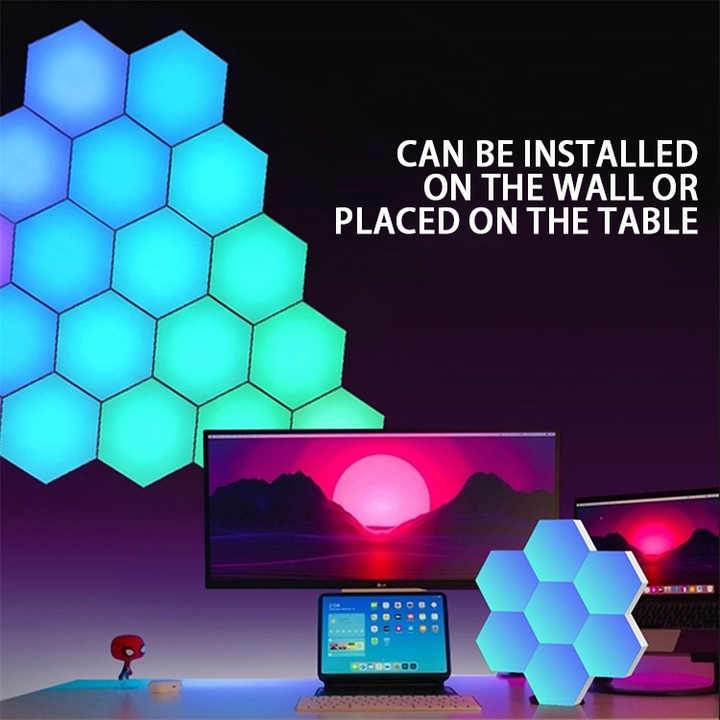 Aoying RGB Gaming LED Wall Panels Hexagon Shapes Modular Expansion ...