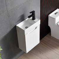 Meuble-lavabo mural moderne nordique en contreplaqué blanc, style ferme/entrepôt, gain de place, avec robinet noir