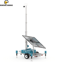 Tour de surveillance solaire mobile Circularegg ST890 avec double caméra HD, panneau 250 W, batterie LiFePO4 et stockage cloud pour chantier de construction à distance