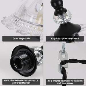 Luminaire suspendu SIMIG pour escalier, salle à manger, salon, modèle moderne en verre noir, cordon de 14,7 pieds, fonction marche/arrêt - Product Image 4