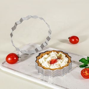 Moule à mousse carré ondulé en acier inoxydable 430, perforé, à rebords festonnés, pour tarte au fromage française et gâteau aux miettes - Product Image 3