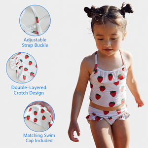 Conjunto de Tankini para Niñas, Dos Piezas, Tirantes Cruzados en la Espalda, Top con Volantes, Braguita, Traje de Baño Infantil para Verano - Product Image 2